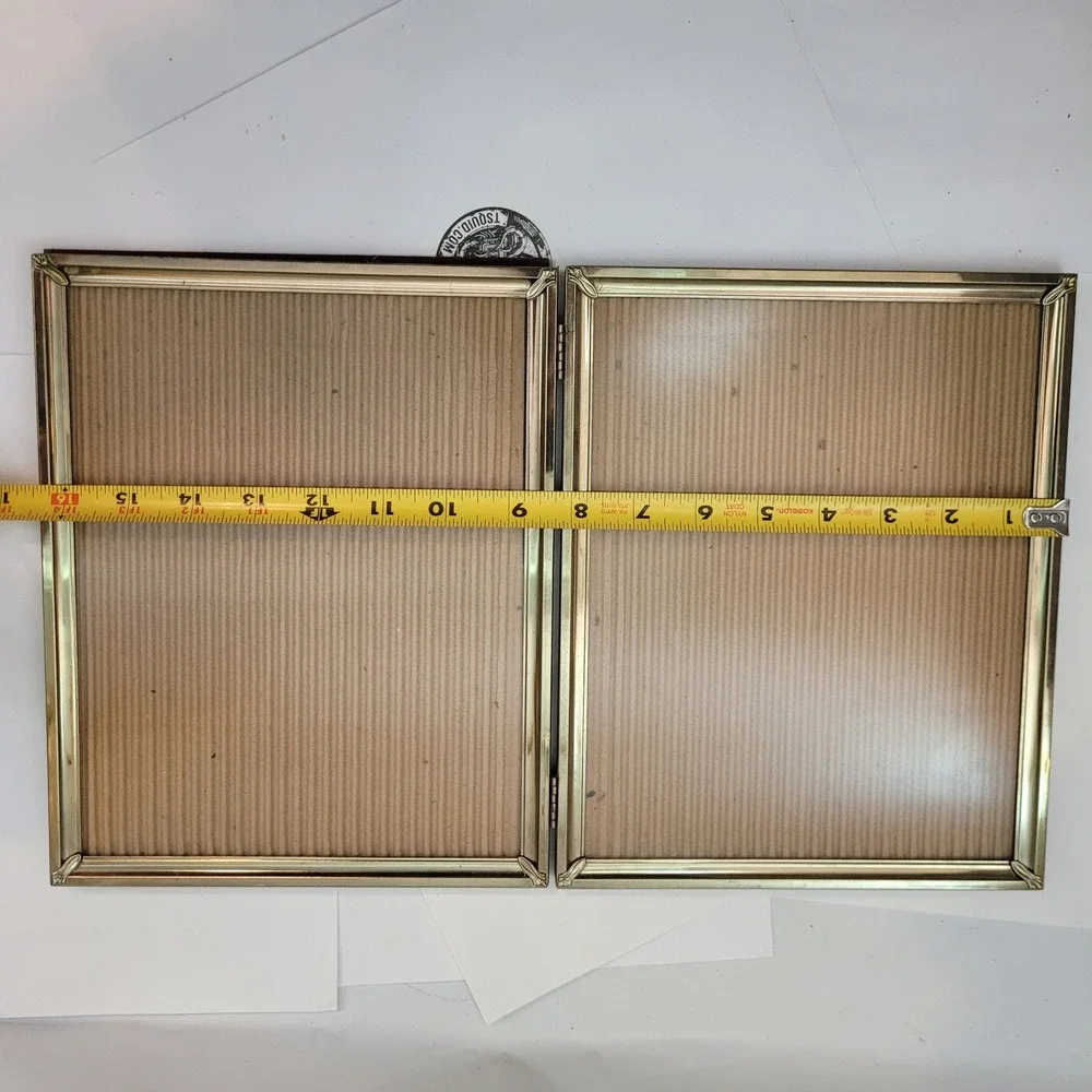 Double Folding Picture Frame Vintage Gold Ornate Metal Hollywood 8x10 Portrait